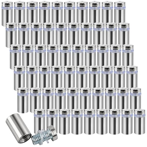 60 Pcs Sign Standoff Screws, Advertising Screws Stainless Steel Wall Standoff Mounts Glass Acrylic Nail for Glass Artwork and Sign Displays, Stainless Steel Sign Mounting Bracket (1/2 x 1 Inch)
