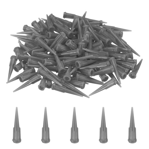 uxcell 120Pcs Plastic Tapered Pinhead, 16 Gauge TT Adhesive Dispensing Needle Tip 1.2mm Glue Applicator Blunt Tips for Industrial Oil or Glue Applicator, Gray 120