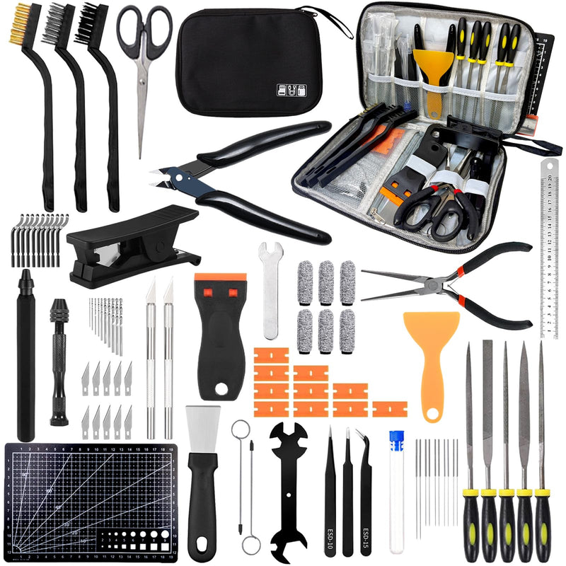 82Pcs 3D Printer Tool Kit w/Case for Bambu Lab, Creality, Anycubic, Flashforge FDM | 3D Printer Accessories w/PTFE Cutter, Scrapers, Files, Brushes, Drill, Tweezers, Nozzle Cleaner 82