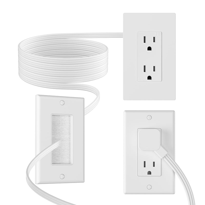 in Wall Cable Management Kit,2 AC Outlets Relocation Kit,Power Extender for Unreachable Outlets,7.8ft in Wall Outlet Extender for TV,Sofa,Desks,Nightstands,Home Theater Cords Organizer
