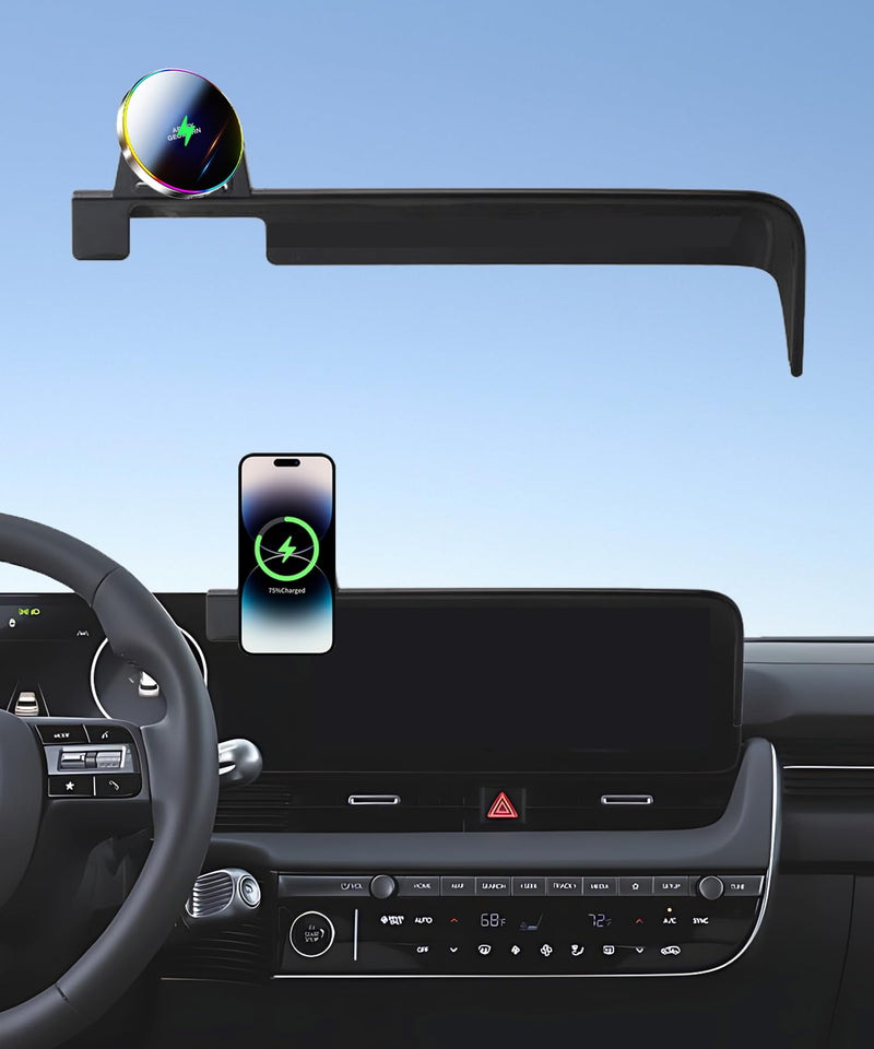 Car Phone Mount for 2022-2025 Hyundai loniq 5 12.3" Screen Accessories | MagSafe 15W Fast Wireless Charger Cell Phone Holder,360° Rotatable 3D Fit Navigation Clip-On Cradle,will Not Block Air Vents fit for 2022-2025 Hyundai loniq 5(12.3 Inch)