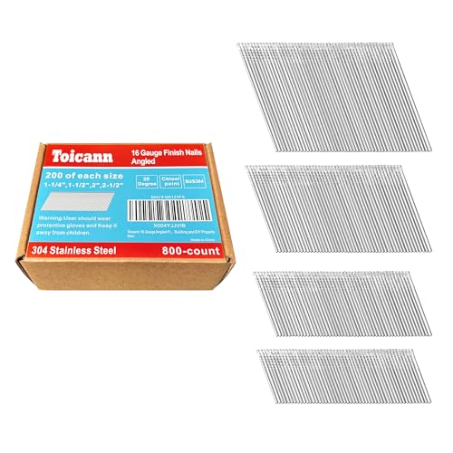 16 Gauge 20-Degree Angled Finish Nails 1-1/4" to 2-1/2", 800-Pack 4 sizes~800pcs