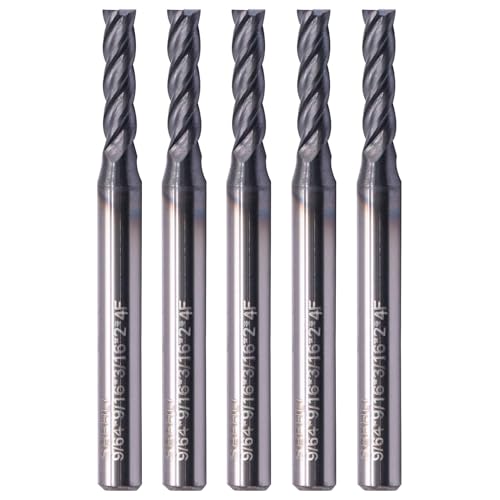 4 Flute Solid Carbide Square End Mill Set(5Pcs, 9/64"), AlTiN Coated 9/64 in 5