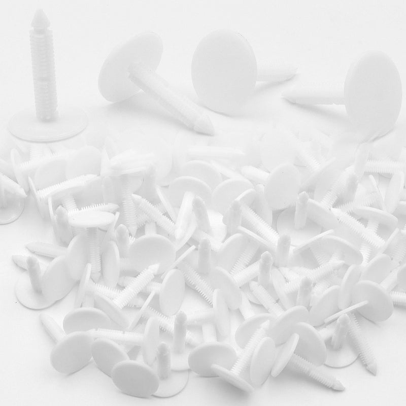 300-Pack 1 3/8'' Christmas Tree Vapor Barrier Fasteners - Heavy-Duty White Polyethylene Insulation Pins for Masonry Walls, Crawlspaces & Vapor Barriers White 300 Pack