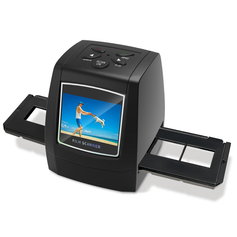 DigitConvert 35mm Film Scanner & Slide Scanner with 2.4" LCD Screen | Converts color and B&W 135 negatives & Slide to JPEG digital; Saves to SD or SDHC card (not included); No Computer Needed Black