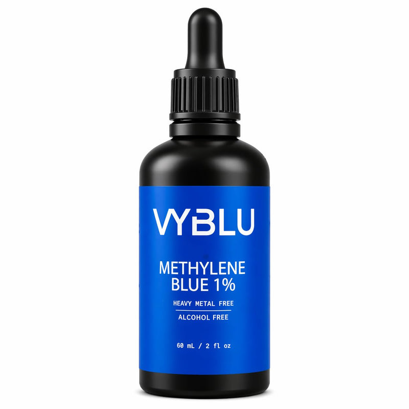 Pharmaceutical Grade Methylene Blue 1% Solution – Heavy Metal, Formaldehyde, & Alcohol Free, Ultra-Pure Distilled Water Base, 99.99% Pure, Research Use Only, 60 mL (2 fl oz)