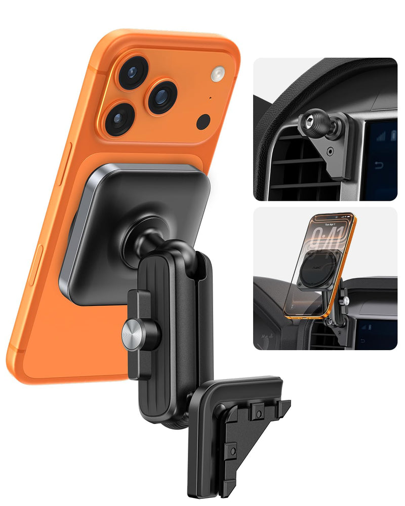 APPS2Car Metal Magnetic Phone Mount Compatible with 2021-2026 Ford F-150 | 2023-2026 Super Duty & 2022-2026 F-150 Lightning XL & PRO, 20*N55 Magnets, No Shake, No Block Airflow, fits iPhone & Android 2021-2026 F-150