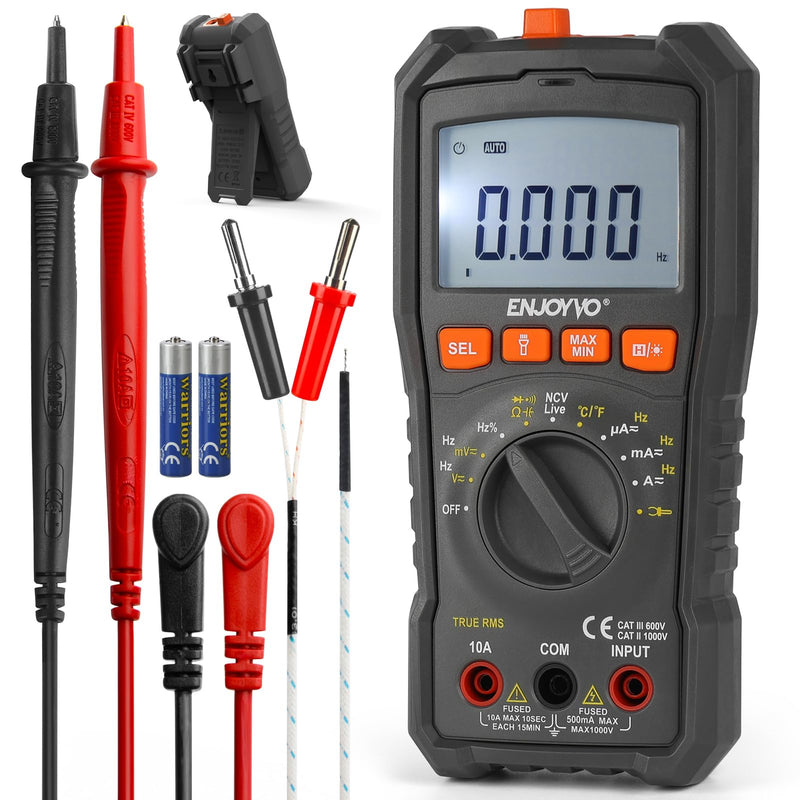 Digital Multimeter 5999 Counts TRMS, Auto-Ranging Voltage Tester with Temperature, Continuity, Capacitance, LED Flashlight, CAT III 600V
