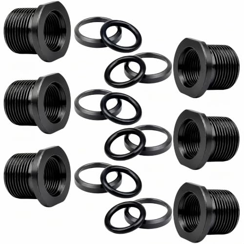 6 Pcs Steel Thread Protector, 1/2 x 28 Convert to 5/8x24 with Crush Washer Steel, (Black) 6 Pcs Thread Protector, 1/2 x 28 Convert to 5/8x24