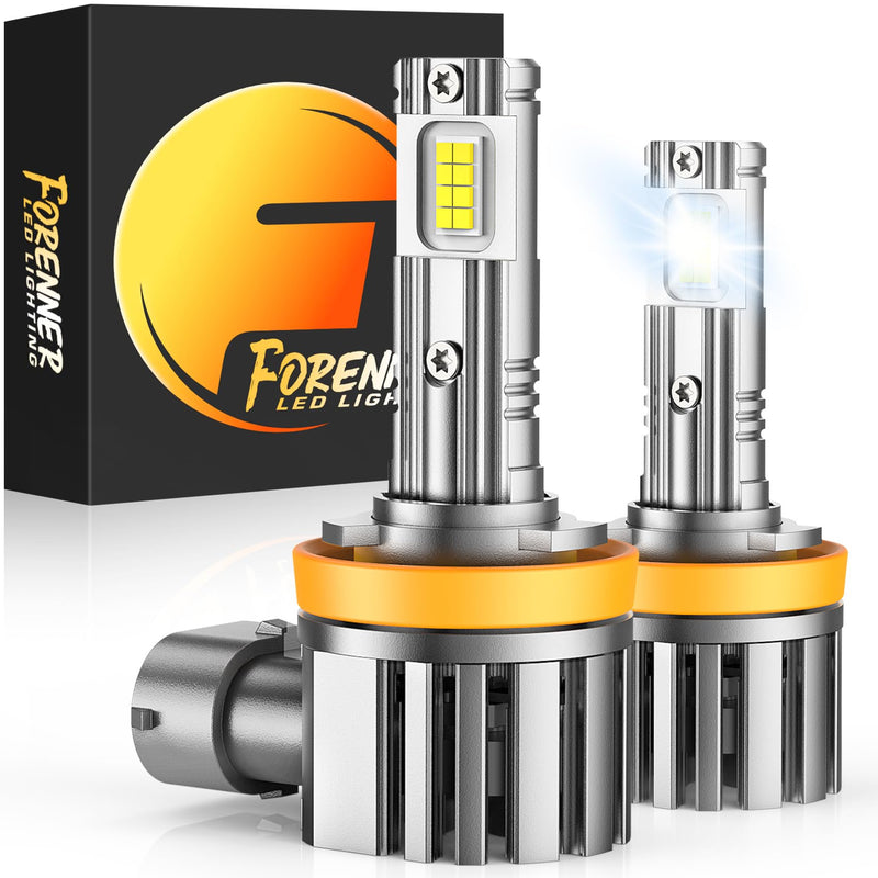 FAHREN H11 LED Bulbs, 40000 LM H11/H9/H8 Fog Light bulbs, 800% Super Brighter, 1:1 Real Size with 10 Years Longer Lifespan, 6500K Cool White, IP68 Waterproof, Play-N-Plug, Pack of 2