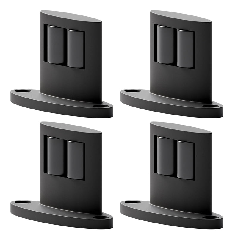 4Pack Sliding Barn Door Bottom Floor Guide,Double-Sided Roller Design,Smoothly and Quietly, Aluminum Alloy,Floor Mounted, Black 4