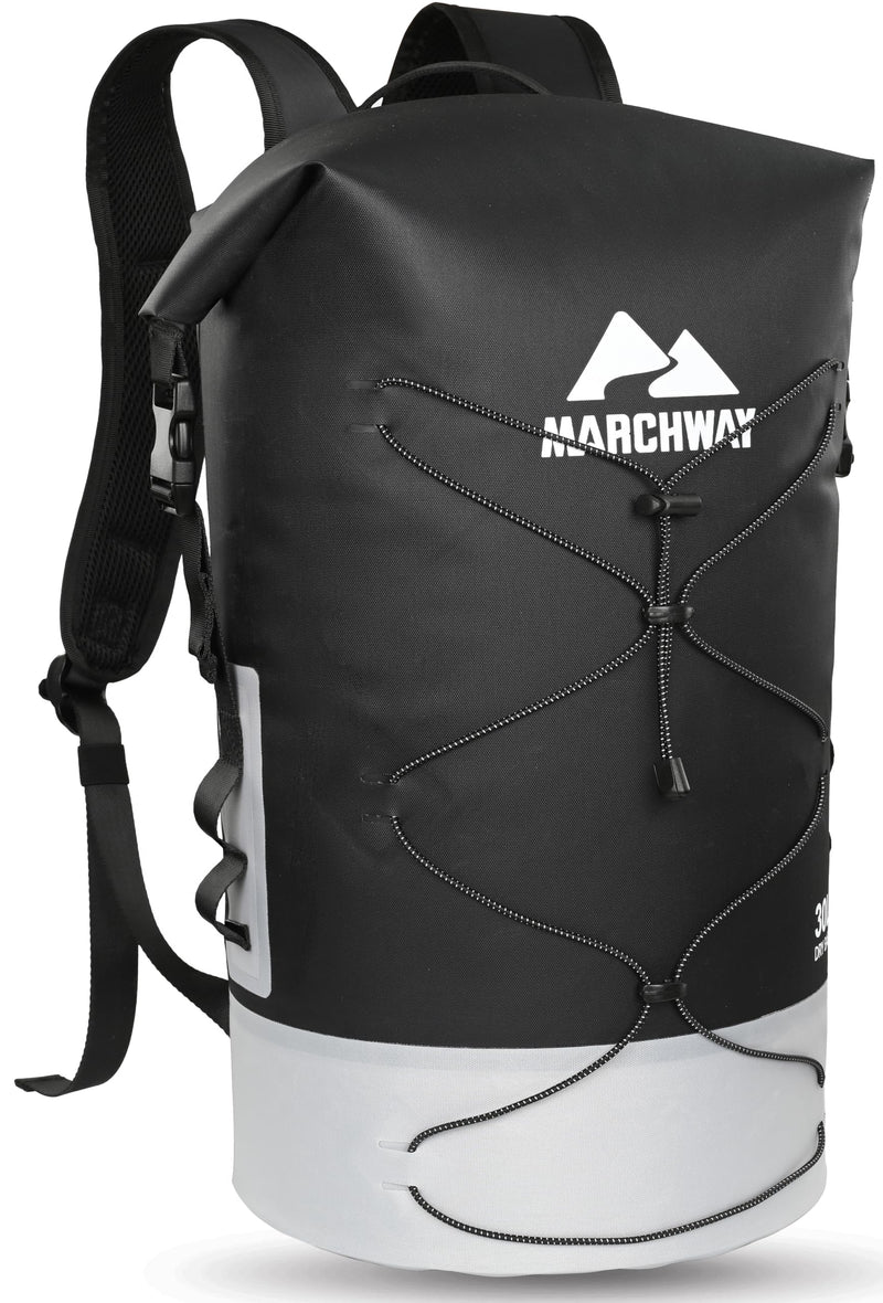 MARCHWAY Floating Roll Top Dry Bag, Flexible Lightweight TPU Waterproof Backpack 20L/30L/40L with Padded Straps for Boating, Kayaking, Swimming, Hiking, Beach (Black, 20L) Black