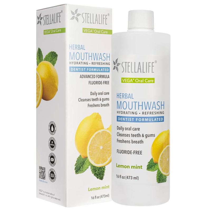 StellaLife Wellness Herbal Mouthwash – Natural Hydrading Alcohol-Free Oral Solution for Halitosis/Bad Breath Relief (Not Vega Rinse) Lemon Mint