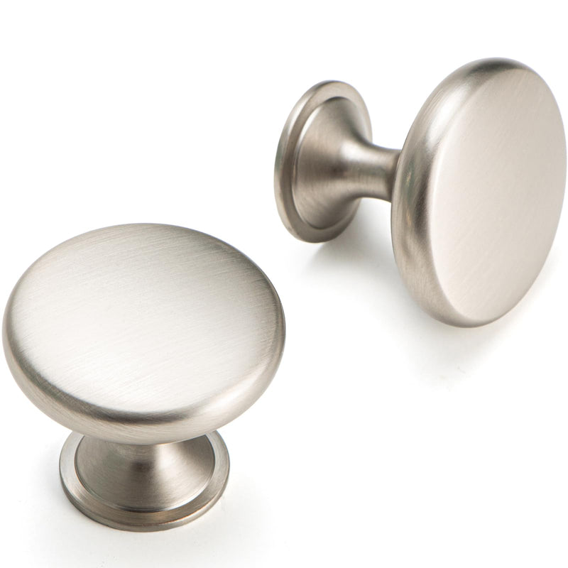 Liron Hardware 10 Pack Solid Round Cabinet Knobs 32mm Cupboard Kitchen Dresser Drawer Pulls Handles Brushed Nickel