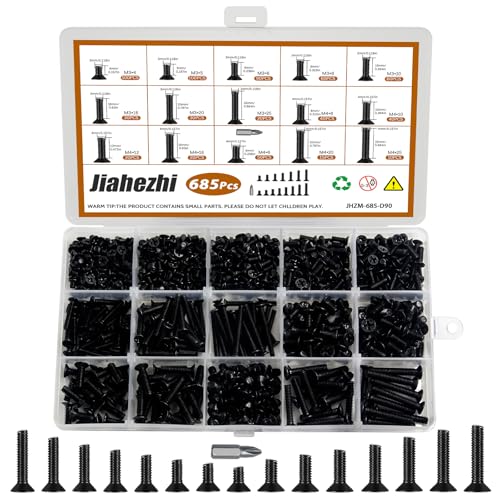 685Pcs M3 M4 Countersunk Screws Kit, Flat Head Phillips M3/M4-685 Pcs