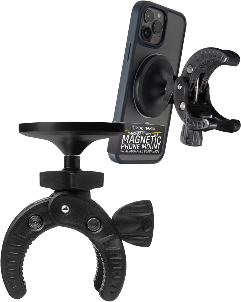 Mob Armor MobNetic Claw .MS MagSafe Compatible Claw Phone Mount – Adjustable Grip for Tubes 0.25‑2", Iron‑Strong Magnetic Hold, 360° Spin & 50° Tilt for Trucks, Work Rigs, Cars & Closed Cabs