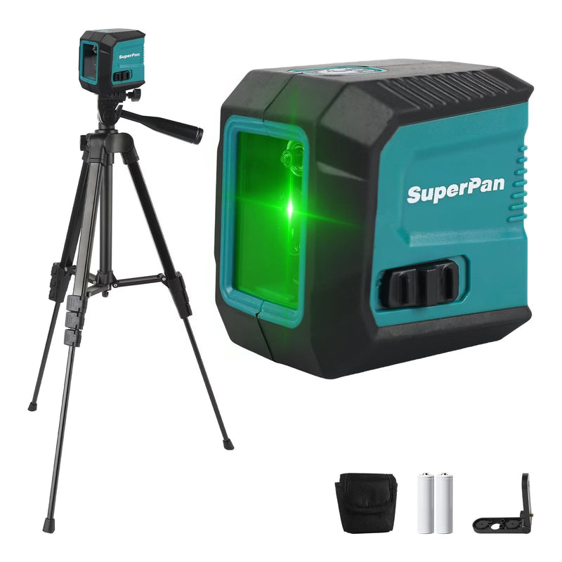 Laser Level with Tripod, 65 feet Green Cross Line Self Rotary Leveling Laser Level, Manual Self leveling and Pulse Mode,IP54 Waterproof Battery Carrying Bag Included (Blue) Blue With Tripod