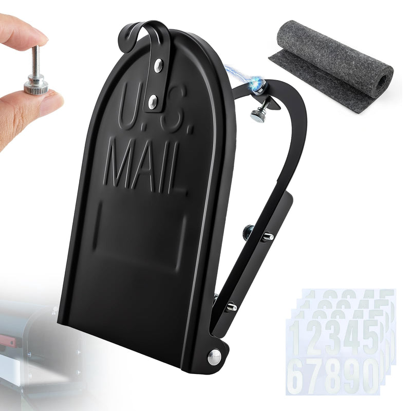 6.25"W x 8.25"H Arm Scratch Free Mailbox Door Replacement, Black Metal Front Panel with Install Kit, Fits Most Mailboxes, No Tool Hand Tighten Screw Fixed Repair Rusted or Damaged Mailbox Door
