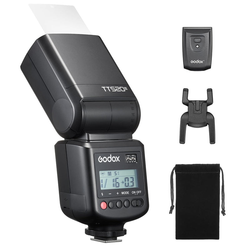 GODOX TT520III Camera Flash - Speedlite, Built-in Receiver and RT Transmitter Compatible for Canon Nikon Sony Olympus Pentax Fuji DSLR Etc Cameras
