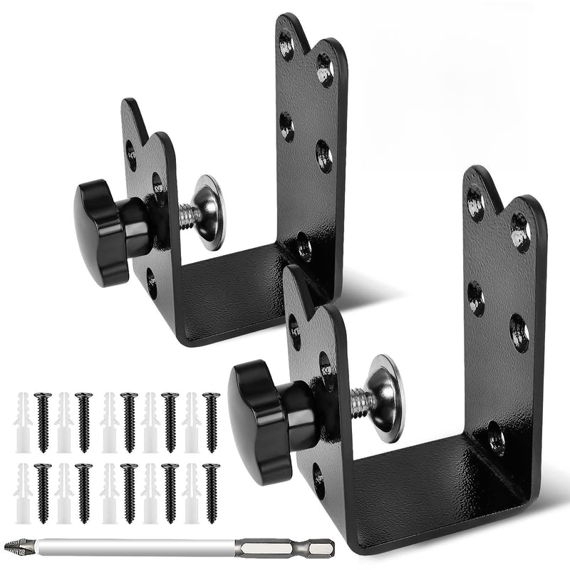 2 Pcs Twist-to-Lock Door Barricade Brackets - Heavy Duty Steel U-Shaped, Rust-Proof Powder Coated Security Door Reinforcement, Door Jammer for Home Barn Shed Garage Gate Twist Fixation