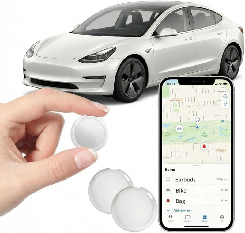 2 Pack GPS Tracker for Vehicles Works with Apple Find My iOS Only | Mini GPS Tracking Device Hidden Item Finder Global Tracking No Monthly Fee No SIM Replaceable Battery for Car Keys Luggage