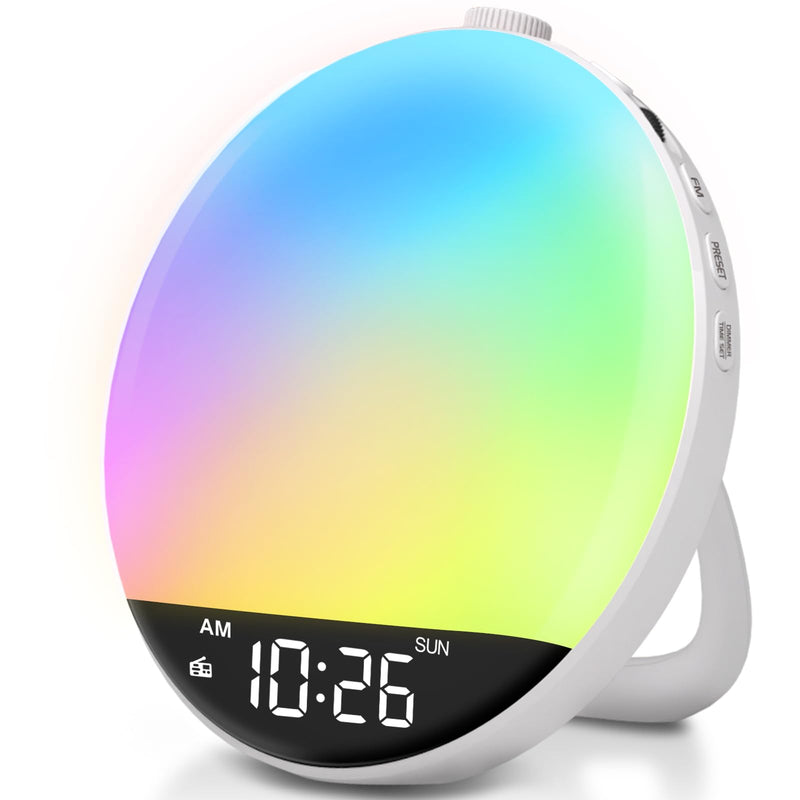 DreamSky Digital FM Radio with Bluetooth Speaker and Sleep Timer, Hi-Fi Clear Loud Sound, Wake up Light Sunrise Alarm Clock for Bedroom, Dimmable Night Light, USB Port, Small Gifts for Kids Seniors