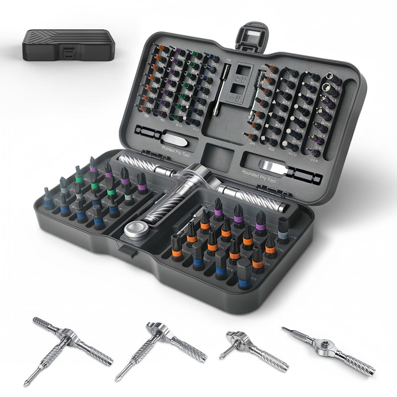 AceMining 100 in 1 Precision Ratchet Screwdriver Set, Magnetic Screwdriver Bit Set with Storage Case, Multi Function Repair Tool Kit for Computer, Laptop, Eyeglass, Watch & DIY Projects