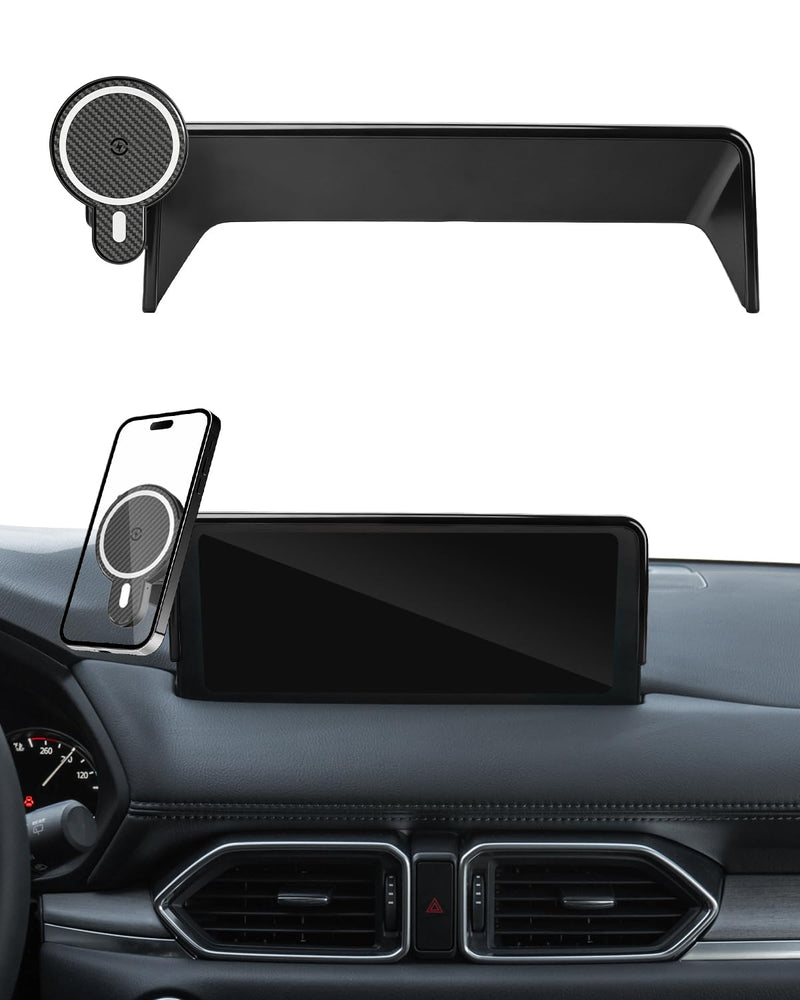 PZK Car Phone Holder for Mazda CX-5 2021-2025 Accessories 10.25-Inch Screen | Magnetic 15W Fast Wireless Charging Car Phone Mount Magsafe with Sunglasses Storage Box 360° Rotation Hands-Free CX5 CX-5 2021-2025 Magsafe+ Wireless Charging