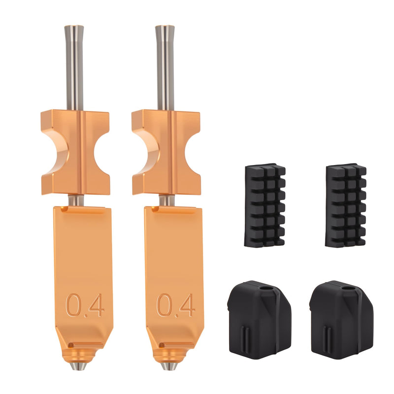 Upgraded AD5X Nozzles Kit, 2PCS 0.4mm Hotend Nozzles, 3D Printer Assembled Extruder Kits-All Metal Hot End/Printhead Replacement with Detachable Nozzle,Include 2PCS Silicone Sock+ 2PCS Nozzle Brush 0.4MM+0.4MM