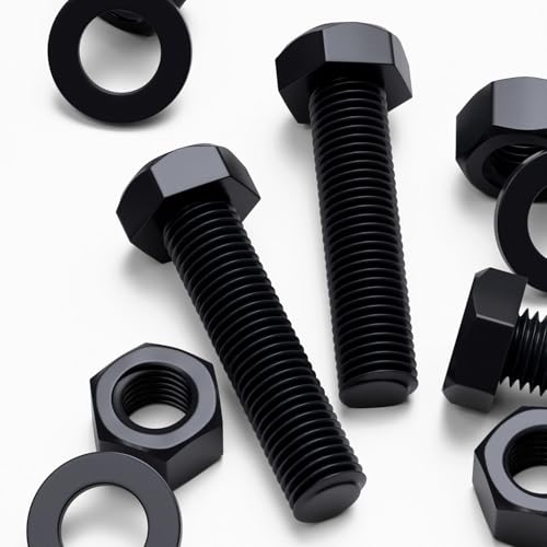 3X Black Nylon Hex Head Plastic Screws & Bolts M24 x 100mm, Nuts & Washers