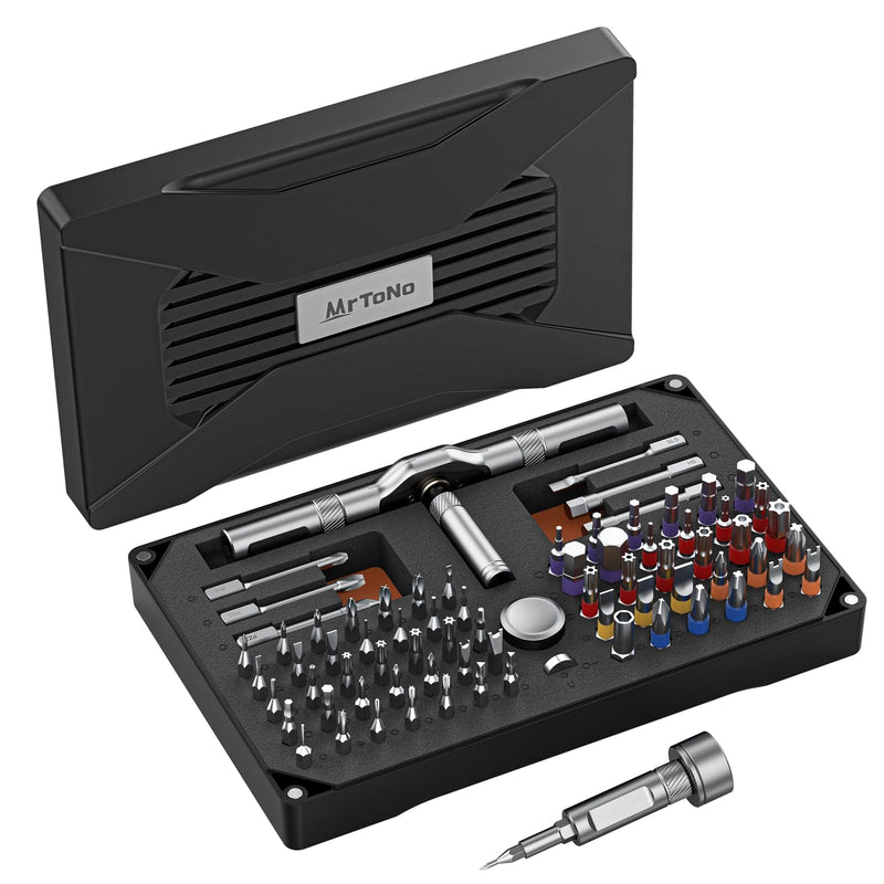 74 in 1 Magnetic Screwdriver Set, Ratchet Screwdriver Set with Detachable Allen Wrench T Handle & Storage Case, Gift for Men & Dad，Repair Tool Kit for Furniture, Electronics, Bicycle, DIY, Gadget Black 74 in 1