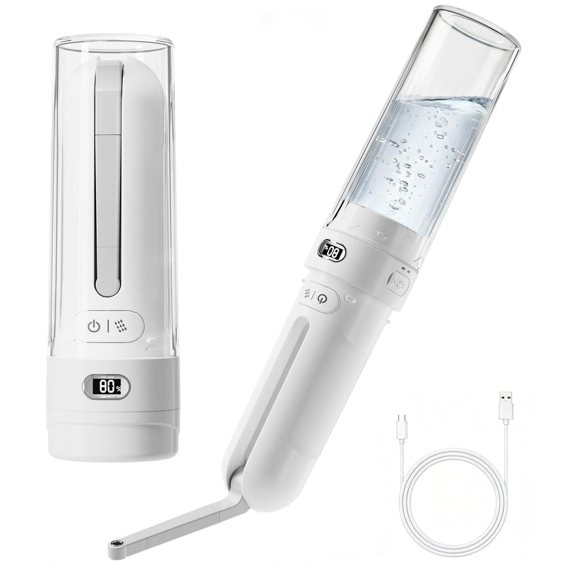 Electric Portable Bidet- Rechargeable Travel Bidet for Women, Postpartum, Hygiene | 3 Pressure Modes, 260 Uses/Charge, IPX7 Waterproof, Foldable & Compact, Standard Bottle Fit, USB-C Charging, White