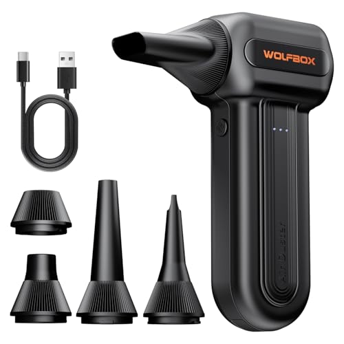 WOLFBOX MF60 Compressed Air Duster, 3-Speed Adjustable, Electric, Cordless Black-MF60