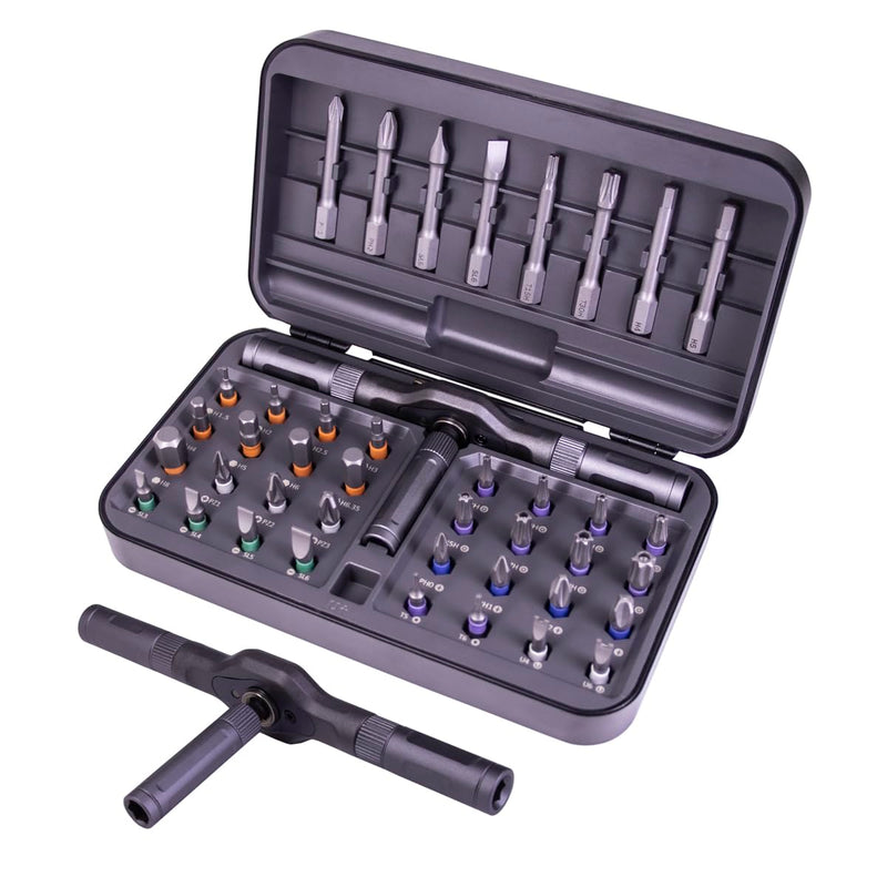 42 in 1 Magnetic DIY Ratchet Screwdriver Set,Multi Bit Screw Drive with Storage Case, Portable Compact Repair Tool Kit for Furniture, Bicycle,Watch,Computer, (42 in 1 Gray) 42 in 1 Gray