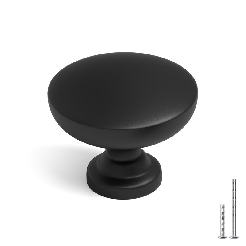 homdiy 20 Pack Black Cabinet Knobs Matte Black Round Dresser Drawer Knobs for Cabinets, Aluminum Alloy Kitchen Hardware Handles