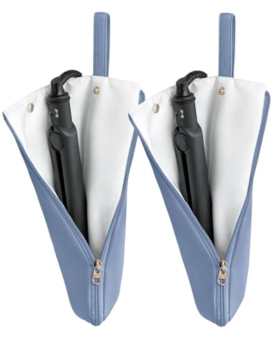 Holder & Mat for Hot Tools, Curling Iron Flat Iron Heat Resistant Hair Tools Travel Bag - Ideal for Home, Travel, Gift (Blue 2 Pack) Blue 2 Pack