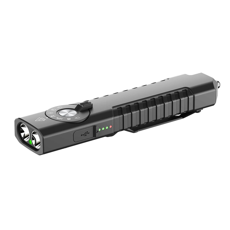 Solofish 1400-Lumen Aluminum EDC Flashlight with UV，Green Light and 140-Lumen White LED Combo (5-in-1), Portable Pocket Light with Strobe/Window Breaker, Rechargeable
