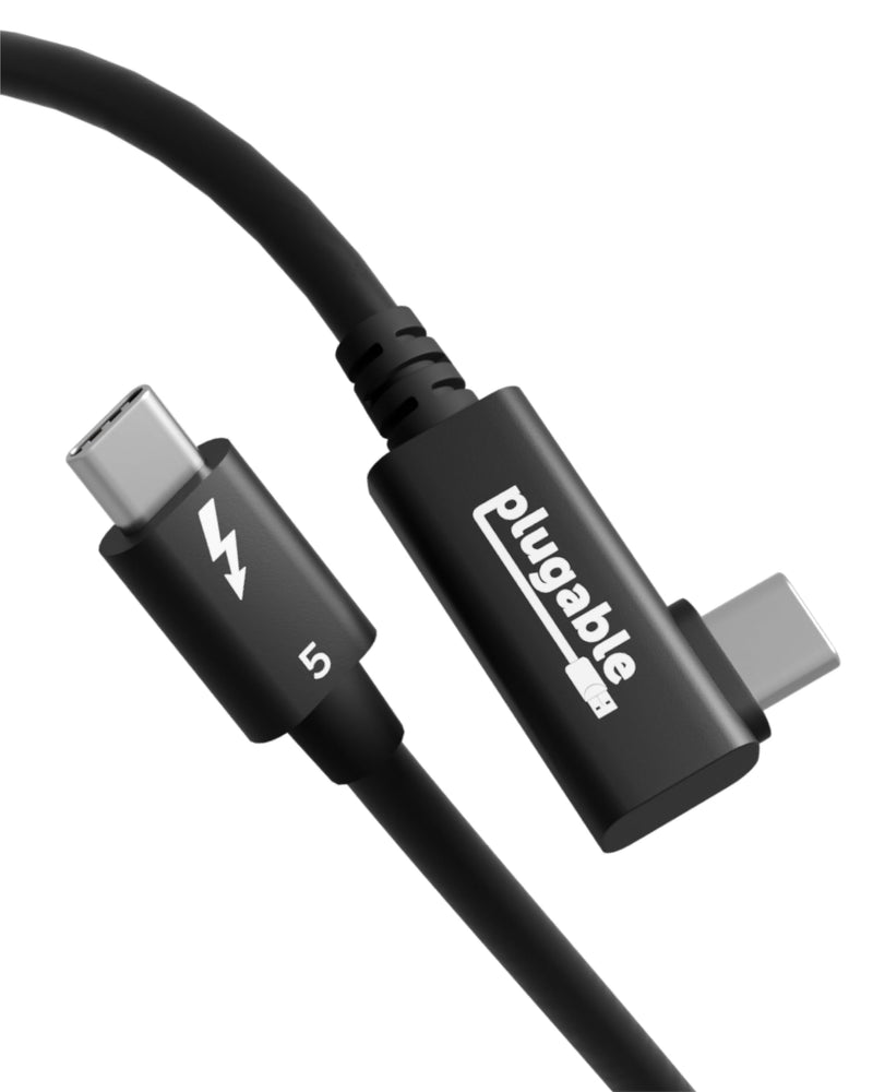 Plugable Thunderbolt 5 Cable Right Angle 80Gbps 240W Charging [Thunderbolt Certified] Up to 120Gbps Bandwidth Boost for Laptops & Docks Works with Thunderbolt 4/3 USB4 USB C, 2.6ft (80cm) TBT5-240W80R