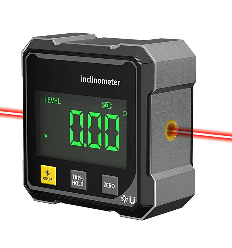 Digital Laser Angle Finder inclinometer, Protractor Tool, 4×90° High Accuracy, Large LED Display, Magnetic Base, USB Rechargeable, for Woodworking, Metalworking, Construction & DIY