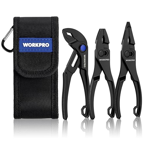 WORKPRO 3-Piece Mini Pliers Set with Pouch, Pocket Pliers, EDC Tool Gift Black 3-Pieces Pliers Set