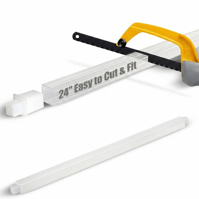 24 Inch Clear Replacement Towel Bar for Ceramic Holder - Cut to Fit Any Size, Spring Loaded Adjustable Plastic Towel Rod for Porcelain Holders, No Demolition Installation
