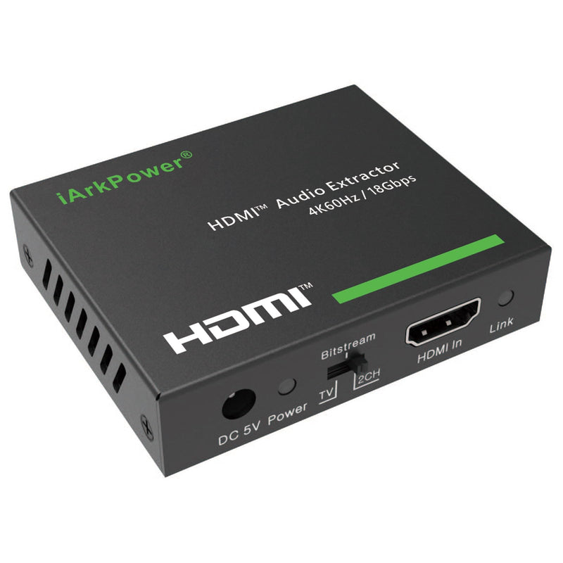 HDMI 2.0 Audio Extractor 4K60Hz HDMI to Optical + 3.5mm Analog Audio Splitter Support Dolby Vision, Dolby Atmos, HDR10, HDCP 2.2, CEC 4K60Hz w/o ARC