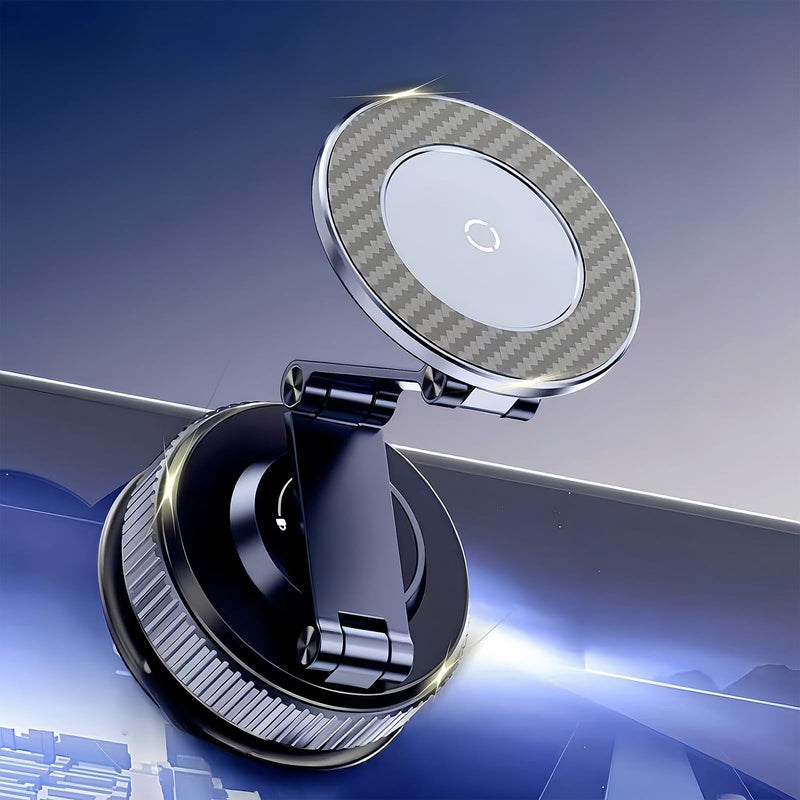 Magnetic Car Phone Holder Suction Cup Mount Dual-Foldable for Tesla | 360° Adjustable Dual-Foldable. Zinc-Alloy Build. Strong Magnetic. for iPhone 17 Pro Max, 16, 15, 14, Plus & All MagSafe Gray