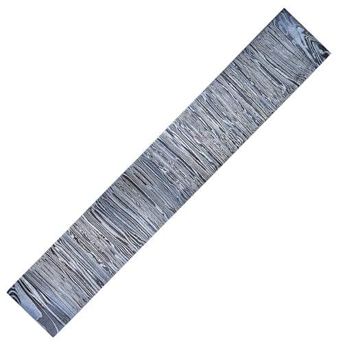Damascus Steel Billet Bar for Knife Making – Firestorm Pattern Hand Forged Blank, 1095 & 15N20 High Carbon Steel Bar Stock, 12 x 2 in, Annealed & Pre-Etched, Bladesmithing & Blacksmith Supply