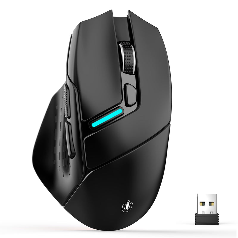 Uineer Wireless Mouse, Tri-Mode Bluetooth Mouse, USB-A Wired and 2.4G, | Switch among Bluetooth 5.0, 2.4G wireless and USB-A wired modes; 6 Adjustable DPI up to 12800 DPI,for Gaming and Office