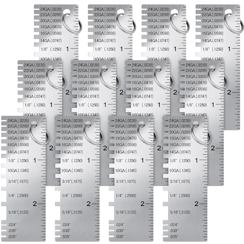 Weewooday 12 Pcs Metal Thickness Gauge Tool Welding Stainless Steel Sheet Square