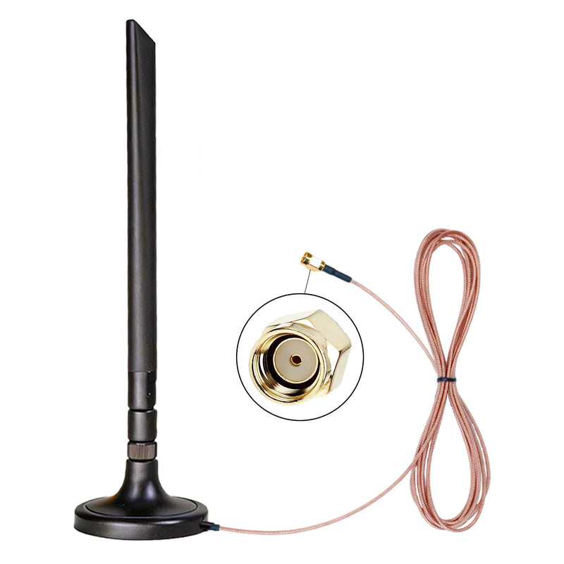 Foldable 5dBi Magnetic Truck RV WiFi Antenna, No Drilling Needed | RP-SMA Male 2.4GHz External Antenna with 9.8ft RG178 Cable for Semi Truck, Van, Dash Cam & Backup Camera - Heavy Duty