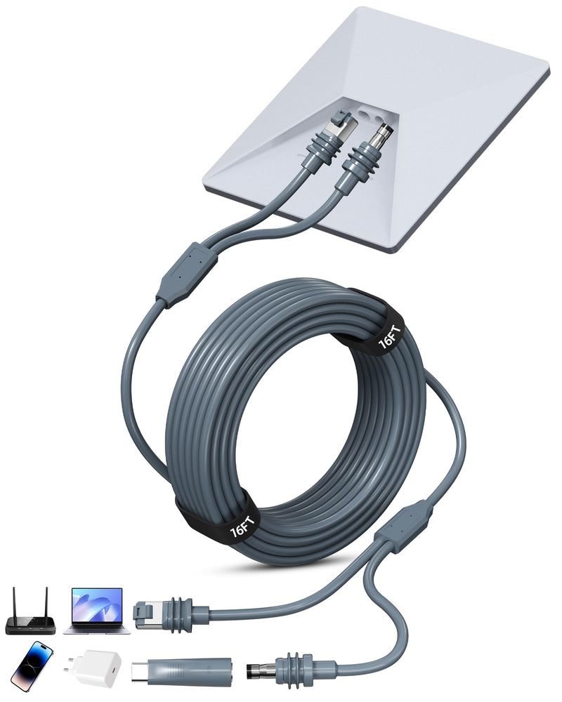2 in 1 for Starlink Mini Ethernet Cable, for Starlink Mini Power Cord & RJ45 Cables, DC to USB C Replacement Adapter for Power Supply, Waterproof Mini Cable with Data Transfer-16.5 FT/5 M 16.5FT 230 Inches