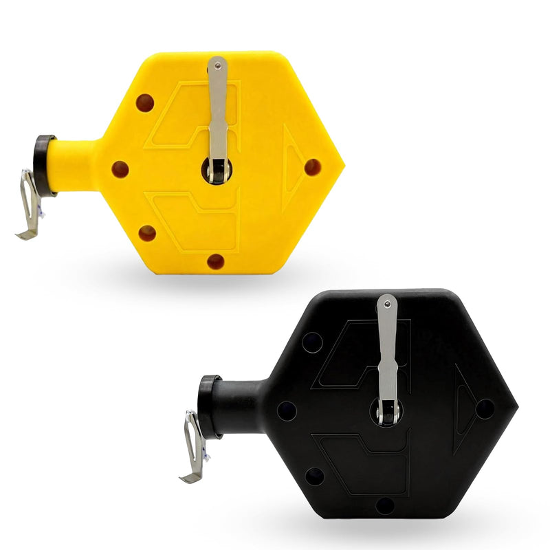 2PCS Heavy Duty Chalk Line, Professional Construction Marking Tool, 100-Foot Line, Ergonomic Design, for Measuring and Layout (Yellow & Black), Chalk Not Included Yellow and Black