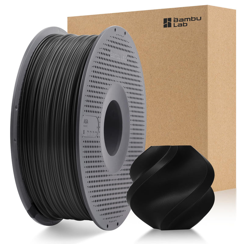 Bamboo Original 1.75MM ASA Filament UV Resistance and Highly Durable with Spool with RFID for Bambu Lab X1,P1 P2S,H2D AMS 1KG +/- 0.03mm (Black 45101) Black 45101